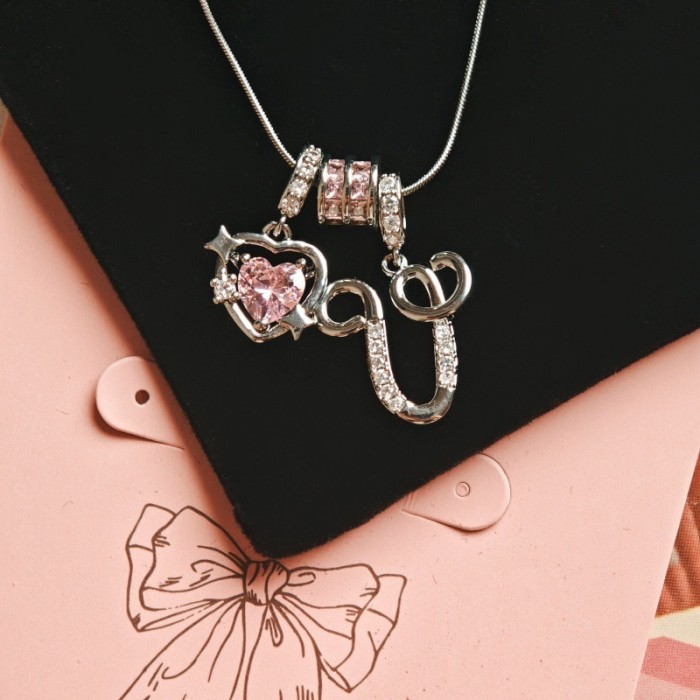 Cross-Border Hot Item Wish-Heart Zircon English Letter Necklace Series Ins Best Friend Gift