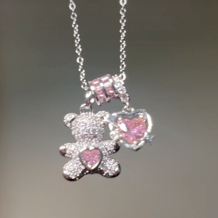 2025 New Hot-Selling Sweet Bear Necklace High Color Retention Super Cute Super Shiny