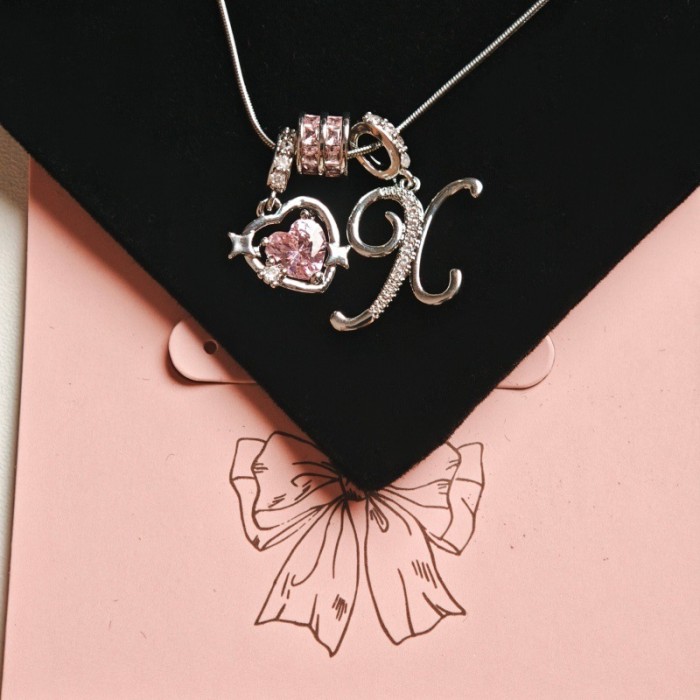 Cross-Border Hot Item Wish-Heart Zircon English Letter Necklace Series Ins Best Friend Gift