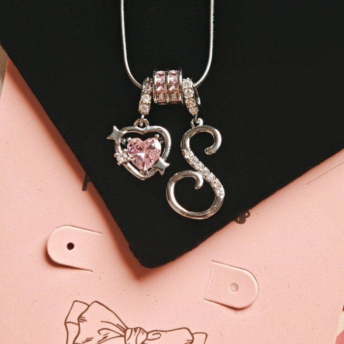 Cross-Border Hot Item Wish-Heart Zircon English Letter Necklace Series Ins Best Friend Gift