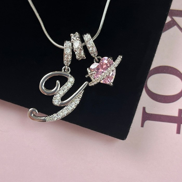 TK Hot-Selling Dopamine Girl 26 Letter Necklace Stainless Steel Chain 22K Real Gold Plated