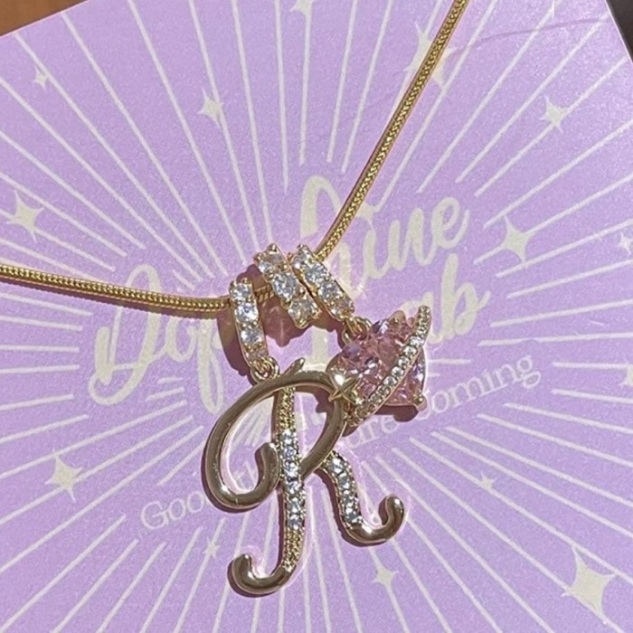 Dopamine Girl Independent Station TK Hot Item 26 Letter Necklace Stainless Steel Chain 22k Real Gold Plated