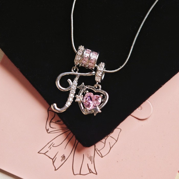 Cross-Border Hot Item Wish-Heart Zircon English Letter Necklace Series Ins Best Friend Gift