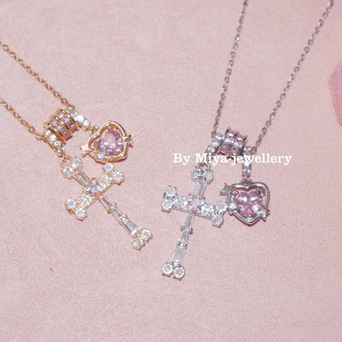 Independent Design Cross Heart Necklace Ultra Exquisite Designer Style Copper 5A Zircon High Color Retention