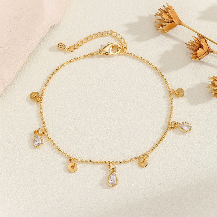Simple Fashion Multiple Small Accessories Inlaid Diamond Anklet Personalized Round Zircon Hand Jewelry Simple Flower Design