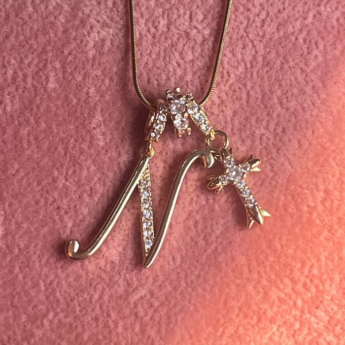 Dopamine Girl Independent Station TK Hot Item 26 Letter Necklace Stainless Steel Chain 22k Real Gold Plated