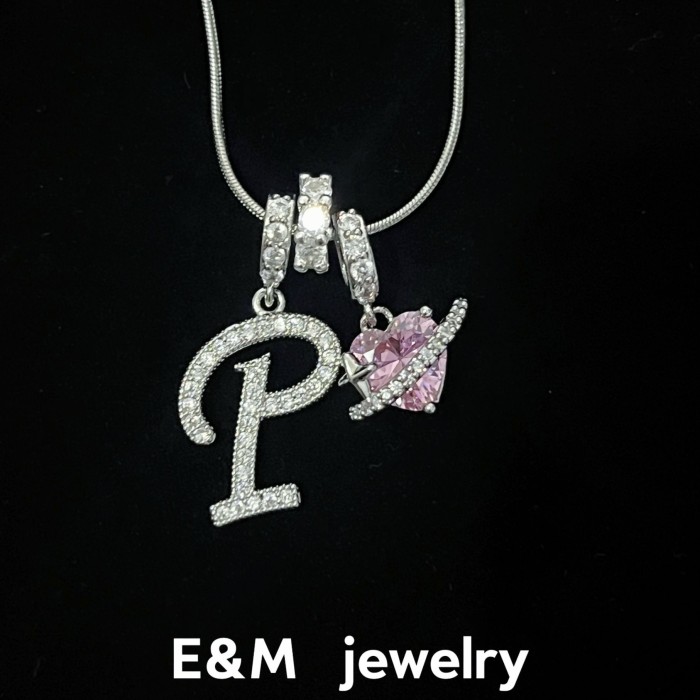 Hot Item Dopamine Letter Necklace Stainless Steel Chain Real Platinum Plating Sweet Style Letter Necklace
