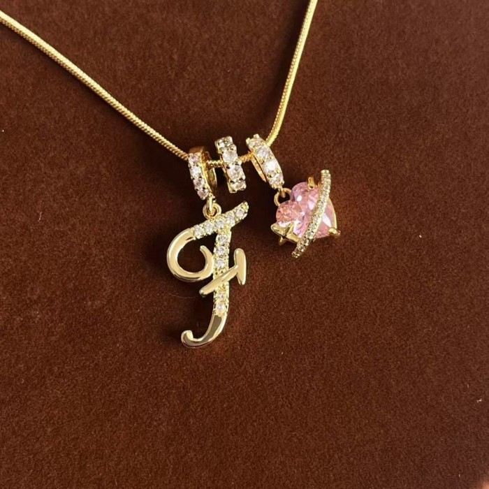Dopamine Girl Independent Station TK Hot Item 26 Letter Necklace Stainless Steel Chain 22k Real Gold Plated
