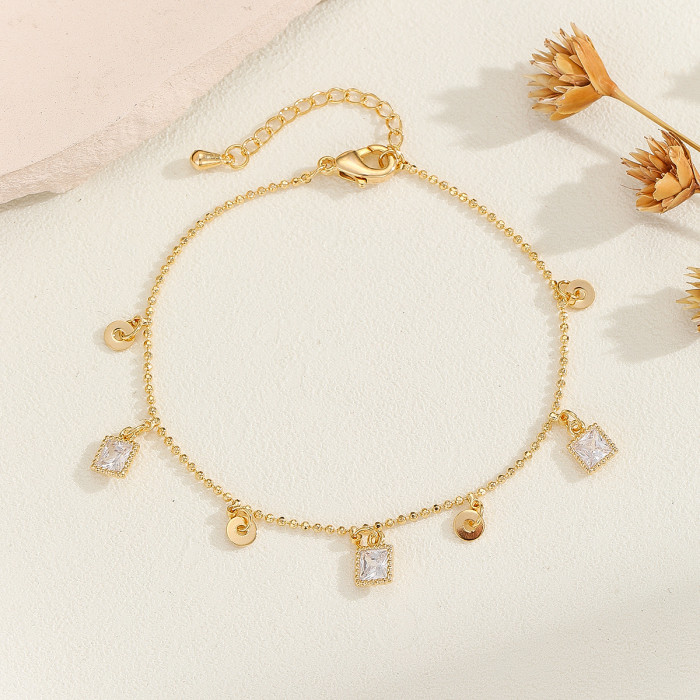 Simple Fashion Multiple Small Accessories Inlaid Diamond Anklet Personalized Round Zircon Hand Jewelry Simple Flower Design
