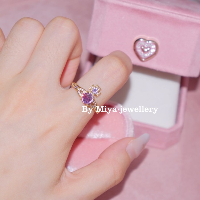 Saturn Purple Diamond Ring Super Sparkling Hot Girl Ins Style High Sensation Open Ring