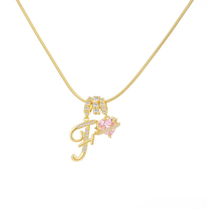 TK Hot-Selling Dopamine Girl 26 Letter Necklace Stainless Steel Chain 22K Real Gold Plated