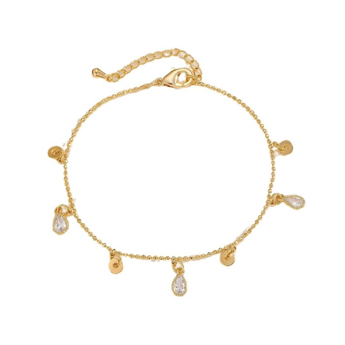 Simple Fashion Multiple Small Accessories Inlaid Diamond Anklet Personalized Round Zircon Hand Jewelry Simple Flower Design