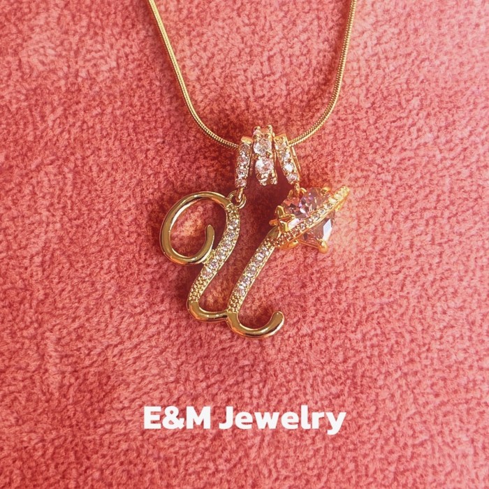 Dopamine Girl Independent Station TK Hot Item 26 Letter Necklace Stainless Steel Chain 22k Real Gold Plated