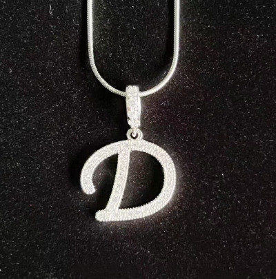 Temu Cross-Border Hot-Selling Full Diamond Stainless Steel High Color Retention 26 Letter Necklace Universal Chain