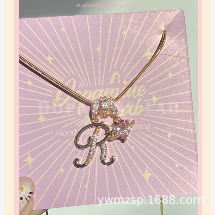 TK Hot-Selling Dopamine Girl 26 Letter Necklace Stainless Steel Chain 22K Real Gold Plated