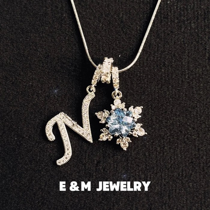 Cross-Border European and American 26 Letters Niche TikTok Ice and Snow Love Letter DIY Necklace Stainless Steel Chain Color Retention