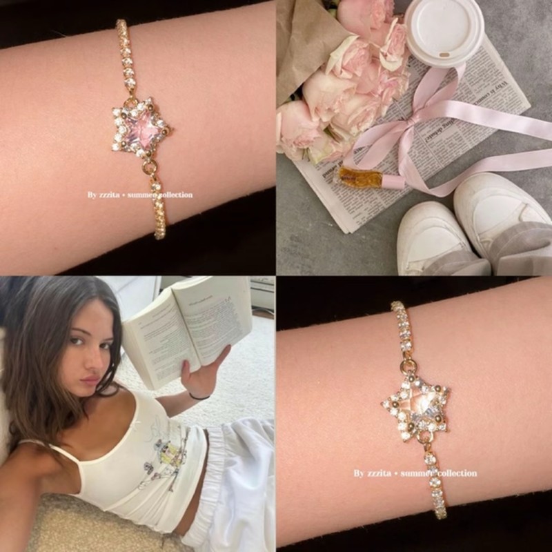 Hot-Selling Zircon Bracelet Stella Star·Lucky Sweet Star~ American Style Hot Girl Pink Diamond Pentagram Bracelet