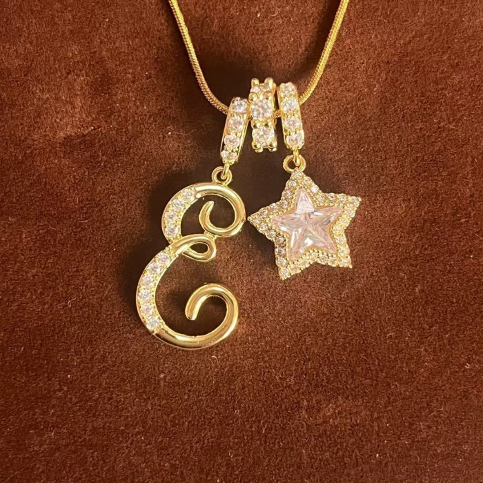 Dopamine Star Girl Independent Station TK Hot-Selling 26 Letter Necklace Stainless Steel Chain 22k