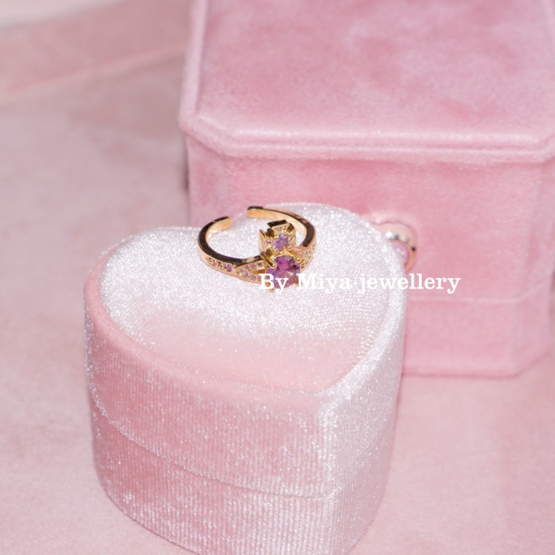 Saturn Purple Diamond Ring Super Sparkling Hot Girl Ins Style High Sensation Open Ring