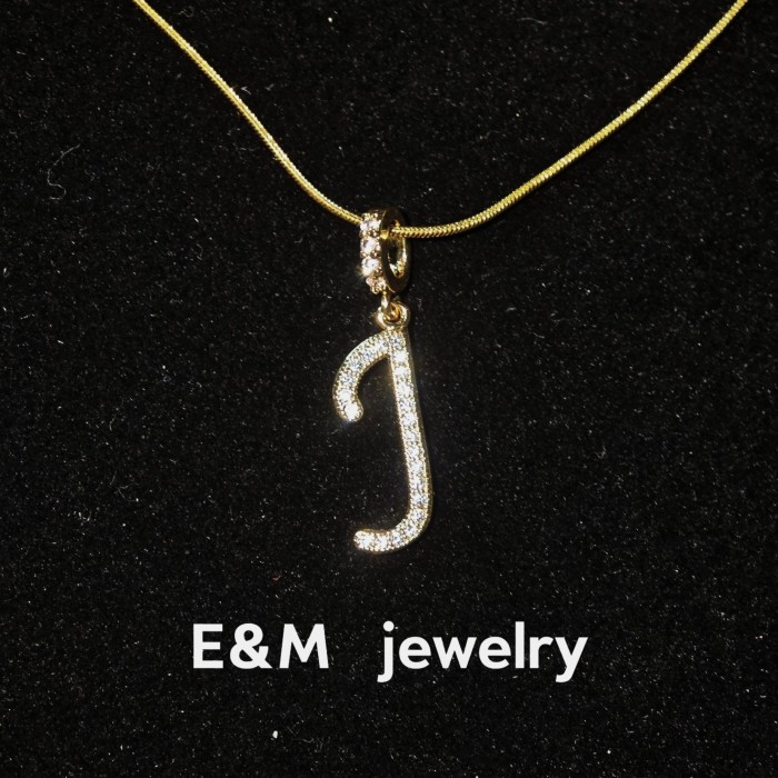 Temu Cross-Border Hot-Selling Full Diamond Stainless Steel High Color Retention 26 Letter Necklace Universal Chain