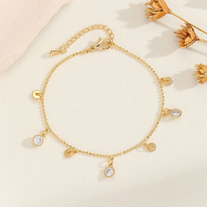 Simple Fashion Multiple Small Accessories Inlaid Diamond Anklet Personalized Round Zircon Hand Jewelry Simple Flower Design