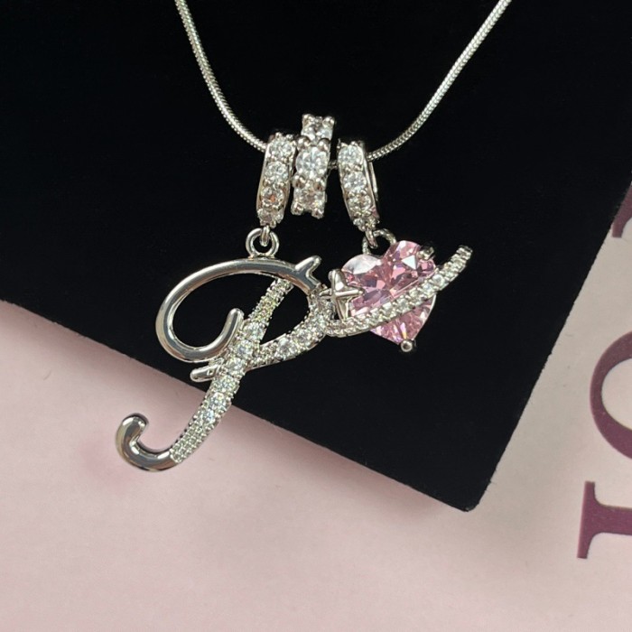 TK Hot-Selling Dopamine Girl 26 Letter Necklace Stainless Steel Chain 22K Real Gold Plated