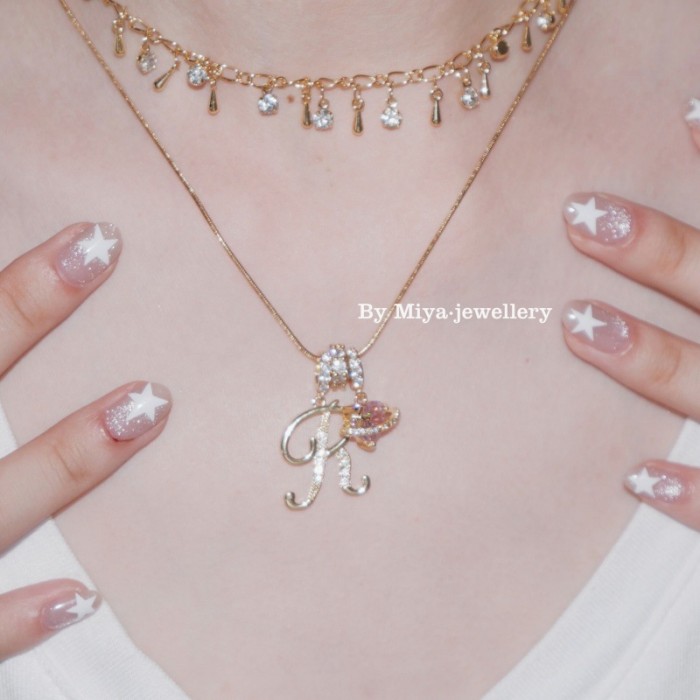 TikTok Hot-Selling Sweet Female French Style Copper Gold-Plated High Color Retention Angel's Tears Water Drop Full Diamond Zircon Collarbone Chain