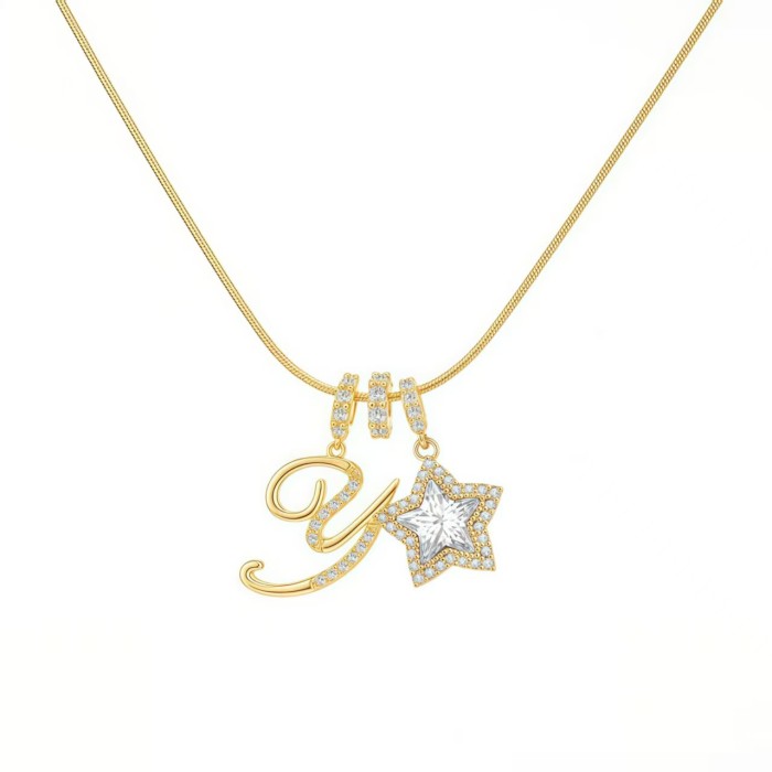 Dopamine Star Girl Independent Station TK Hot-Selling 26 Letter Necklace Stainless Steel Chain 22k