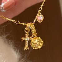 TikTok Hot Item 18k Gold Plated Real Gold Kroha High Version Heart Necklace Wholesale High Color Retention Necklace