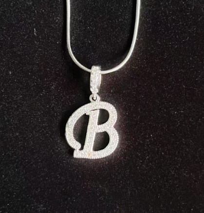 Temu Cross-Border Hot-Selling Full Diamond Stainless Steel High Color Retention 26 Letter Necklace Universal Chain