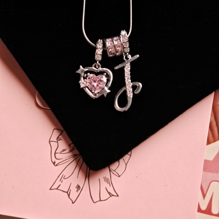 Cross-Border Hot Item Wish-Heart Zircon English Letter Necklace Series Ins Best Friend Gift