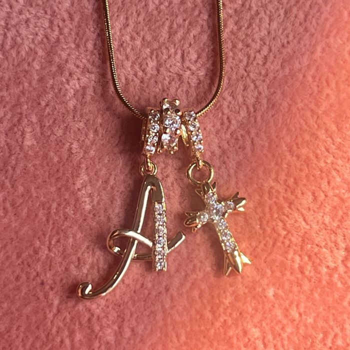 Dopamine Girl Independent Station TK Hot Item 26 Letter Necklace Stainless Steel Chain 22k Real Gold Plated