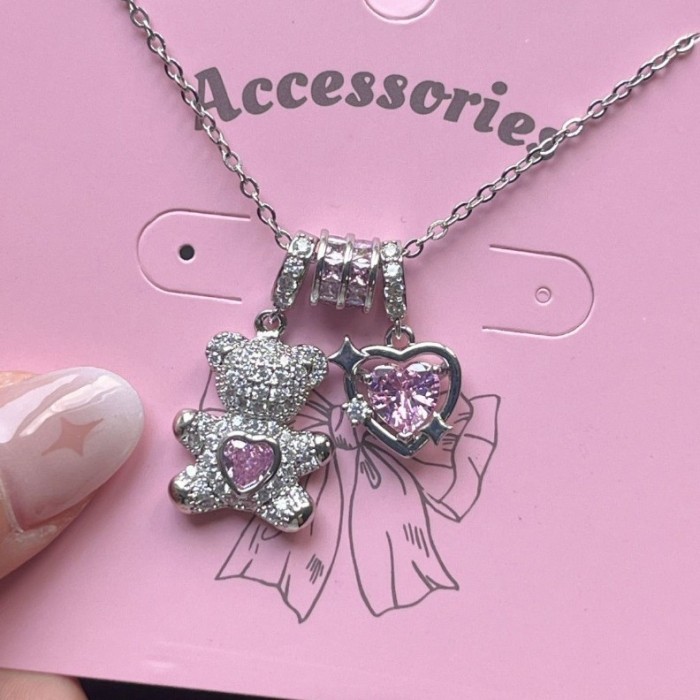 2025 New Hot-Selling Sweet Bear Necklace High Color Retention Super Cute Super Shiny