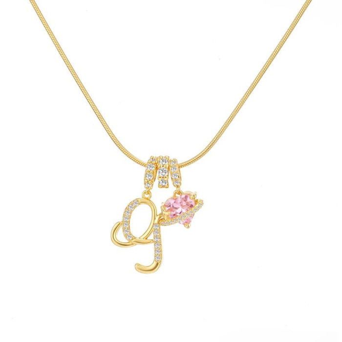TK Hot-Selling Dopamine Girl 26 Letter Necklace Stainless Steel Chain 22K Real Gold Plated