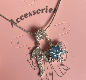Cross-Border European and American 26 Letters Niche TikTok Ice and Snow Love Letter DIY Necklace Stainless Steel Chain Color Retention