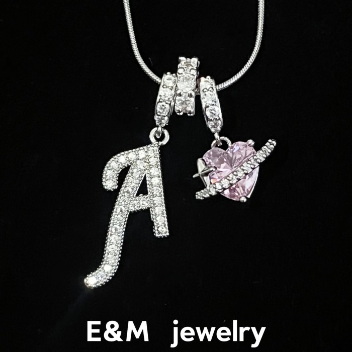 Hot Item Dopamine Letter Necklace Stainless Steel Chain Real Platinum Plating Sweet Style Letter Necklace