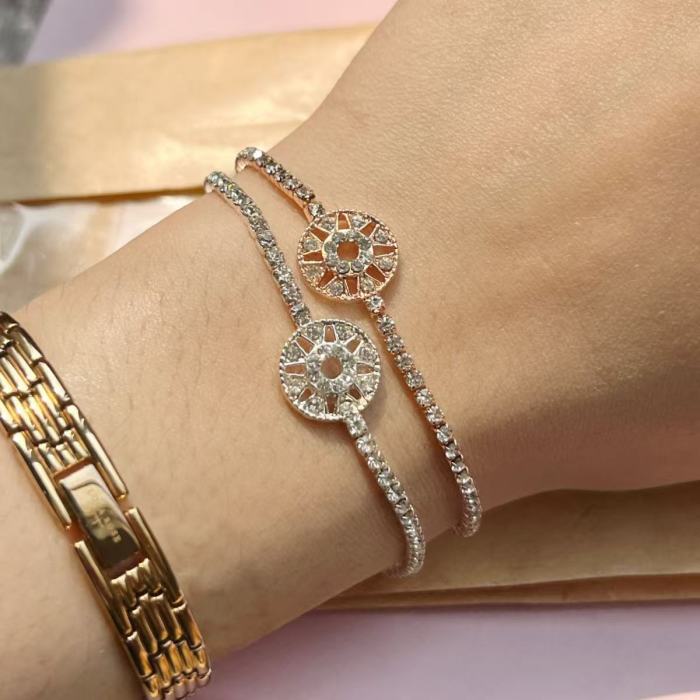 Original Design Minimalist Style Exquisite Bracelet Niche Silver Super Sparkling Zircon Best Friend Couple Bracelet Set of Two