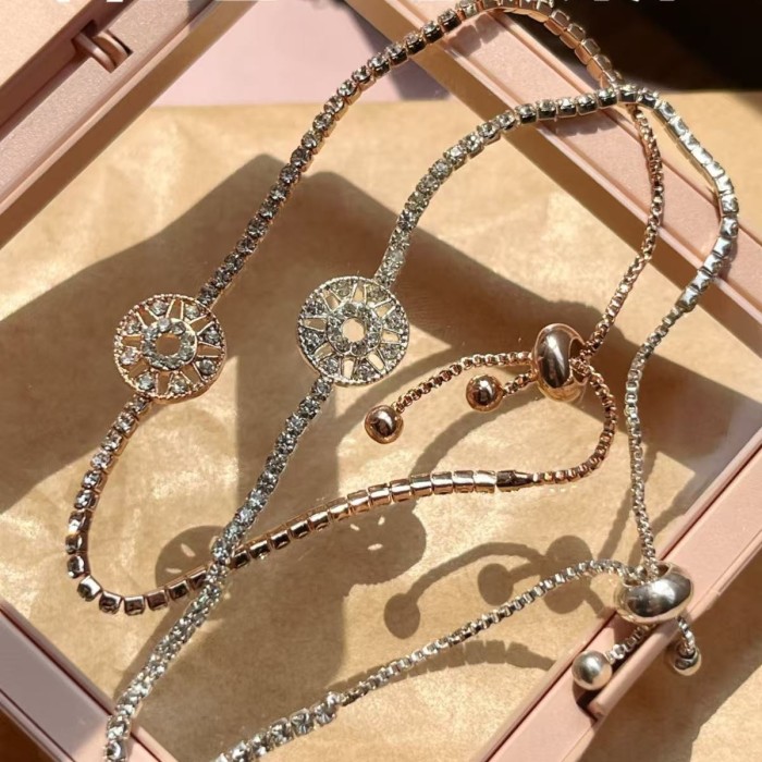 Original Design Minimalist Style Exquisite Bracelet Niche Silver Super Sparkling Zircon Best Friend Couple Bracelet Set of Two