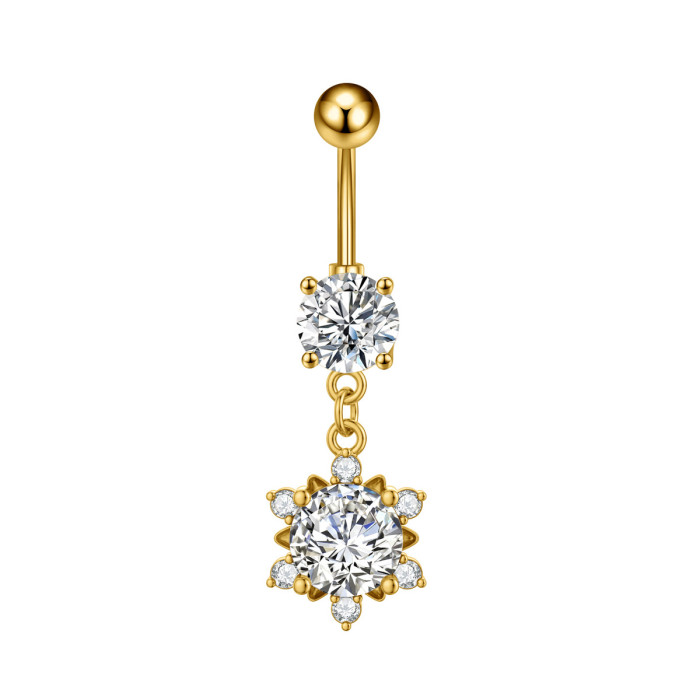 Amazon Cross-Border Belly Button Ring Butterfly Shiny Zircon Pendant Belly Button Stud European and American Piercing Jewelry In Stock Wholesale