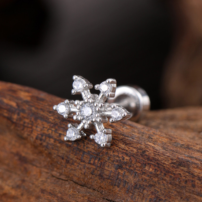 Stainless Steel Rod Copper Micro Inlaid Zircon Ear Bone Studs Exquisite Simple Cross-Border Ear Studs Piercing Jewelry 0.8*6*4mm