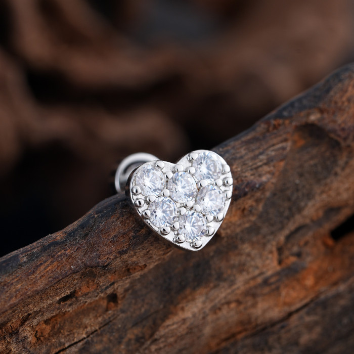 Cross-Border Minimalist Niche Micro Inlaid Zircon Ear Bone Studs Exquisite Real Gold Plated Ear Studs Piercing Jewelry 0.8*6*4mm