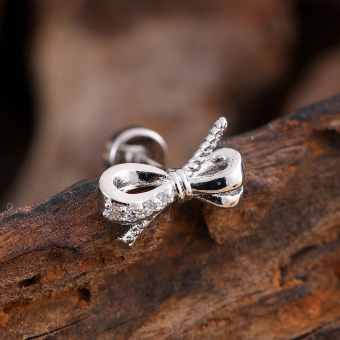 Minimalist Personality Stainless Steel Zircon Ear Bone Studs Exquisite Small Micro Inlaid Ear Studs Piercing Jewelry 0.8*6*4mm