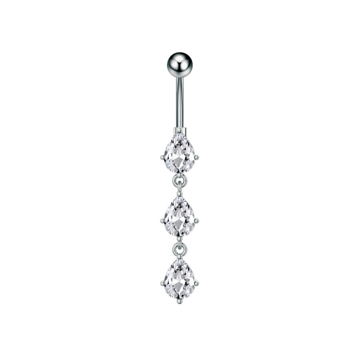 Cross-Border E-commerce New Product Navel Ring Copper Inlaid Zircon Heart-Shaped Water Drop Butterfly Pendant Navel Stud Body Piercing Jewelry
