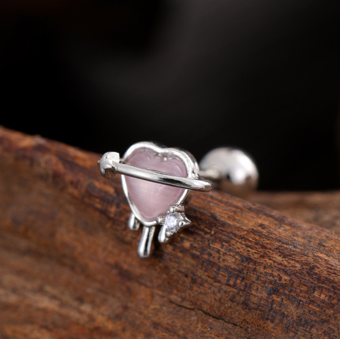 Stainless Steel Rod Copper Micro Inlaid Zircon Ear Bone Studs Exquisite Simple Cross-Border Ear Studs Piercing Jewelry 0.8*6*4mm