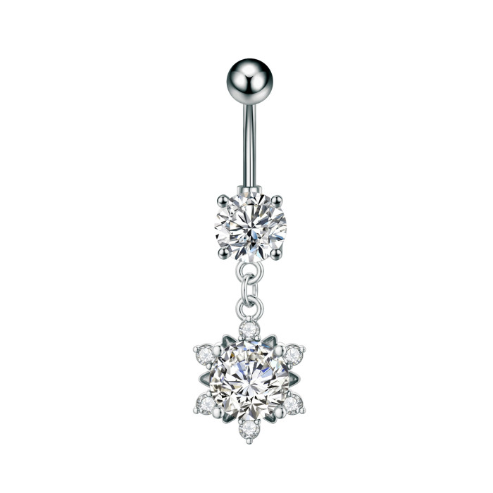 Amazon Cross-Border Belly Button Ring Butterfly Shiny Zircon Pendant Belly Button Stud European and American Piercing Jewelry In Stock Wholesale
