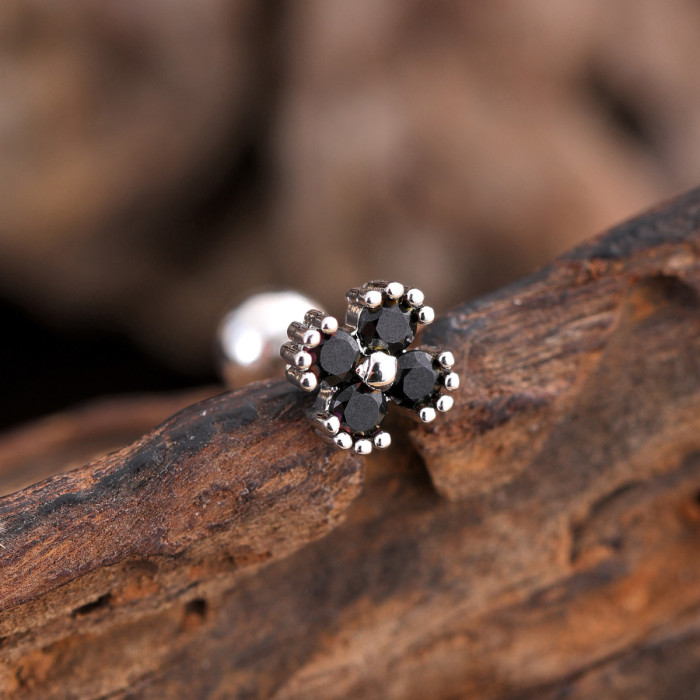 Minimalist Personality Stainless Steel Zircon Ear Bone Studs Exquisite Small Micro Inlaid Ear Studs Piercing Jewelry 0.8*6*4mm