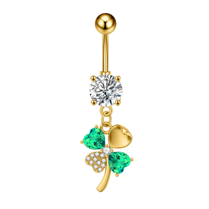 Amazon Cross-Border Belly Button Ring Butterfly Shiny Zircon Pendant Belly Button Stud European and American Piercing Jewelry In Stock Wholesale