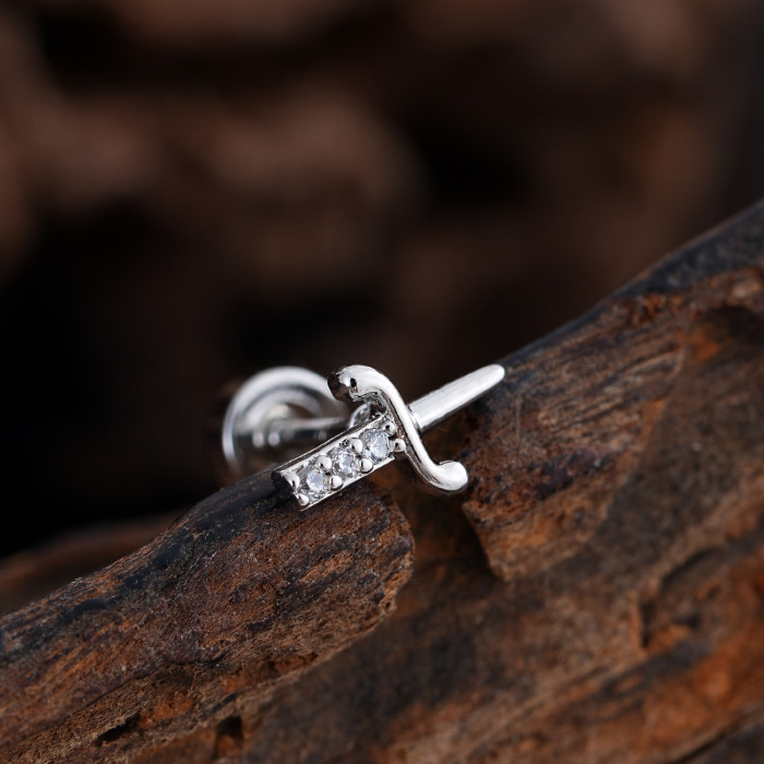 Cross-Border Minimalist Niche Micro Inlaid Zircon Ear Bone Studs Exquisite Real Gold Plated Ear Studs Piercing Jewelry 0.8*6*4mm