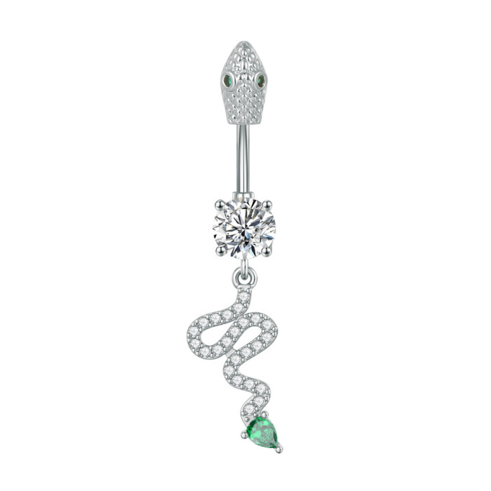 European and American Cross-Border New Stainless Steel Zircon Navel Ring Crown Cherry Butterfly Zircon Micro-Inlaid Navel Ring Navel Stud