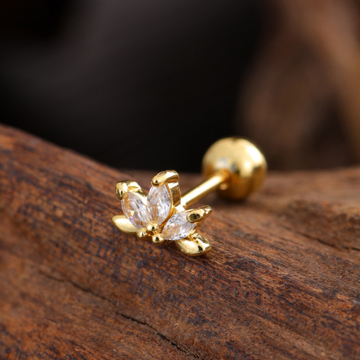 Stainless Steel Rod Copper Micro Inlaid Zircon Ear Bone Studs Exquisite Simple Cross-Border Ear Studs Piercing Jewelry 0.8*6*4mm